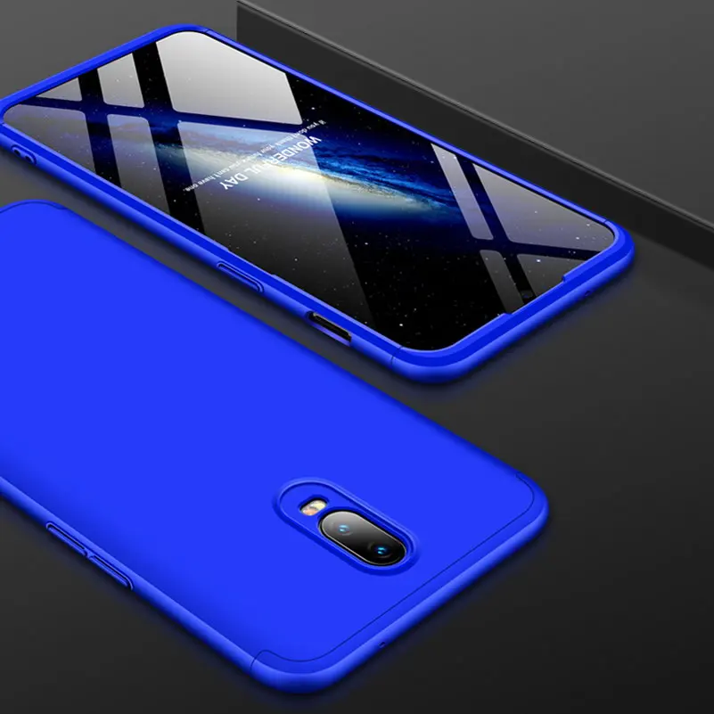 Blue 3-в-1 полный Защитный чехол для oneplus 6 T чехол на весь корпус чехол для задней крышки для One Plus 6 t oneplus 6 T 1+ 6 T жесткий чехол - Цвет: Blue