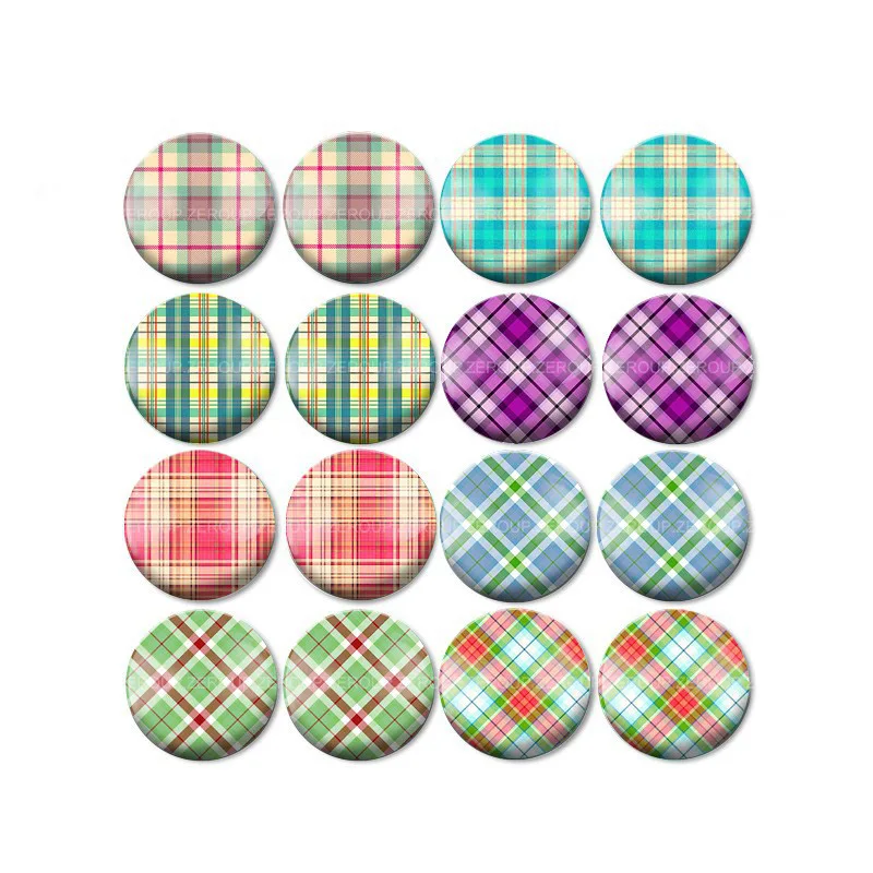 

16pcs Round Glass Cabochon Grid Branch Pictures Mixed Pattern Fit Base Earring Setting for Jewelry Flatback