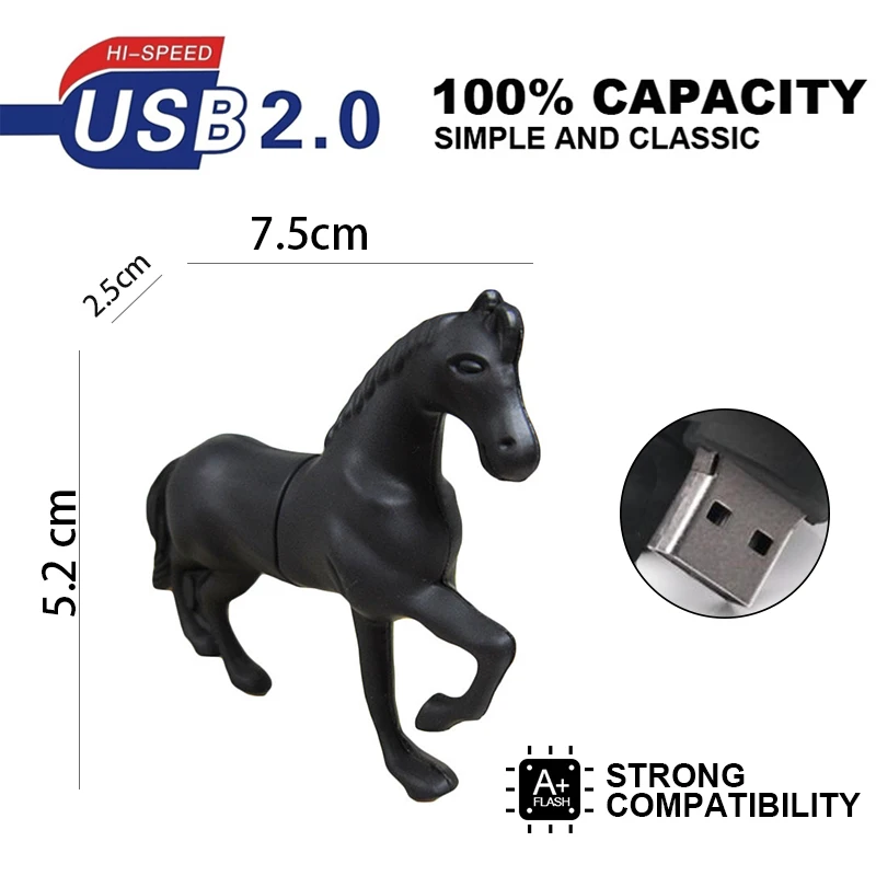 Черный USB флеш-накопитель бегущая лошадь 4 ГБ 8 16 32 64 накопитель 2 0 флеш-накопители