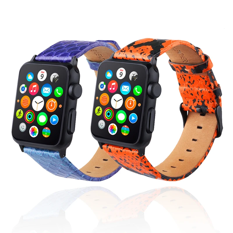 Ремешок из змеиной кожи для Apple Watch 4 3 2 1 браслет петля iwatch 44 мм 40 38 42 аксессуары