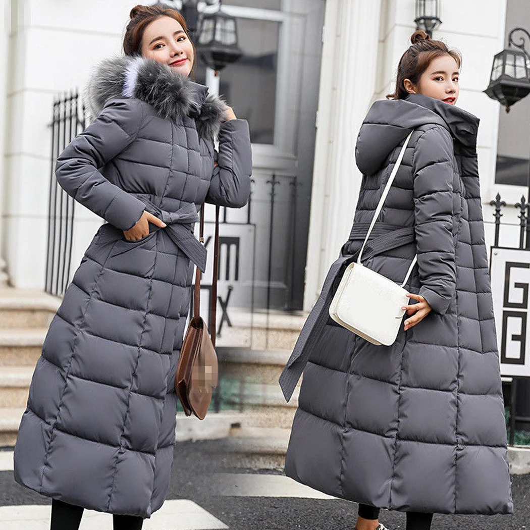 Для женщин хлопковая парка длинное пальто 2018 зима толстые теплые с капюшоном и