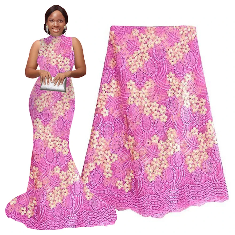 

African Lace Fabric 2020 Lace Fabric Embroidery Tulle Net Lace French Fabrics Nigerian Lace High Quality Fabrics for Dresses
