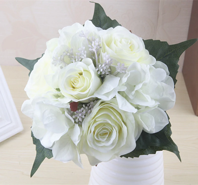1 Bouquets Wedding Bride Artificial Rose Bouquet Silk Flowers For Home Party Decor Supplies Fiori Artificiali | Дом и сад