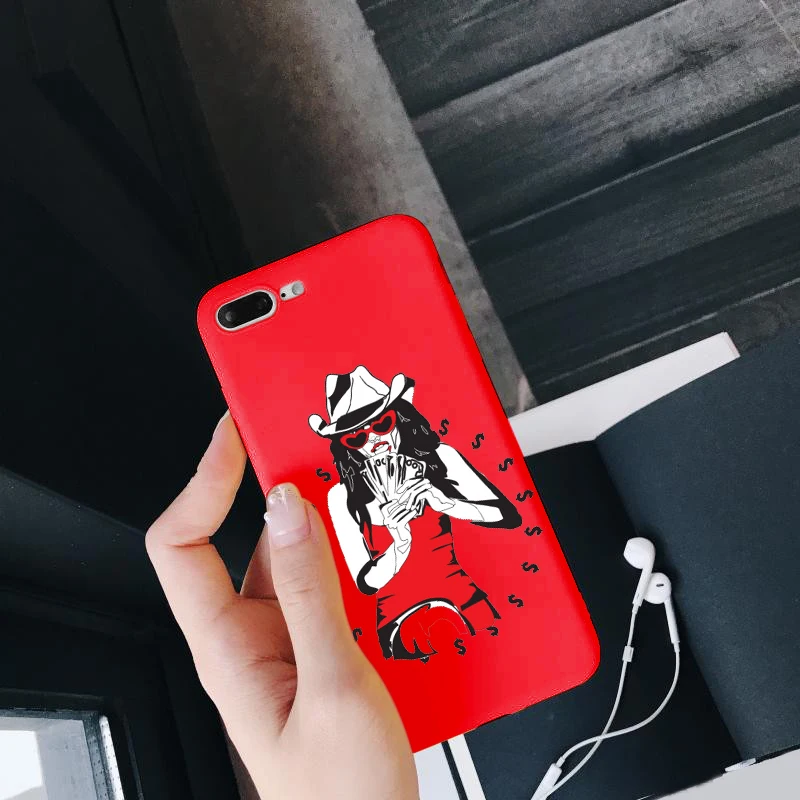 Роскошный чехол для iPhone X XR XS Max 8 7 6s Plus матовый Силиконовый из ТПУ красного