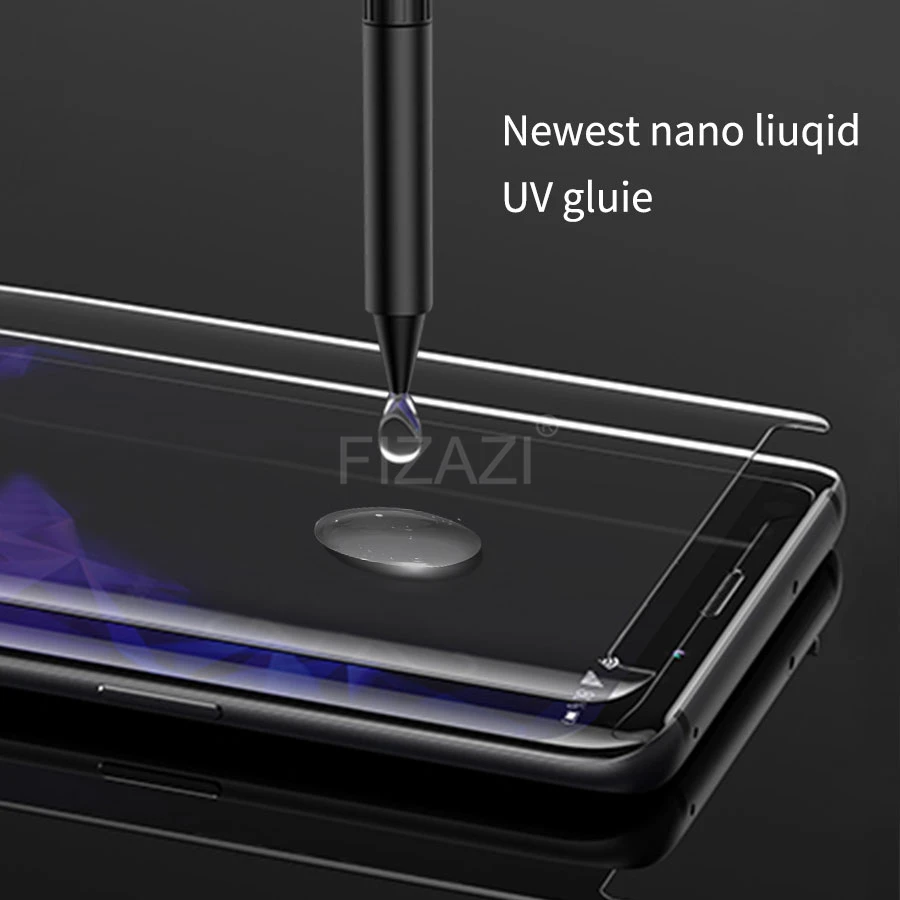 УФ жидкое 3D изогнутое закаленное стекло с полным клеем для Samsung Galaxy S8 S9 S10 Plus Note 8 9