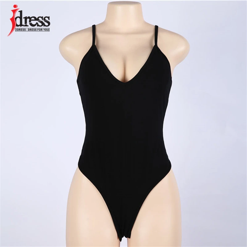 Черное боди IDress женский комбинезон сексуальные комбинезоны на бретелях спагетти