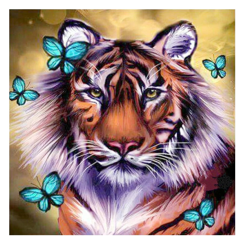

Animal 5D full DIY Diamond Embroidery "Butterfly tiger" wall sticker painting Cross Stitch 3D Rhinestone mosai--1-LH053