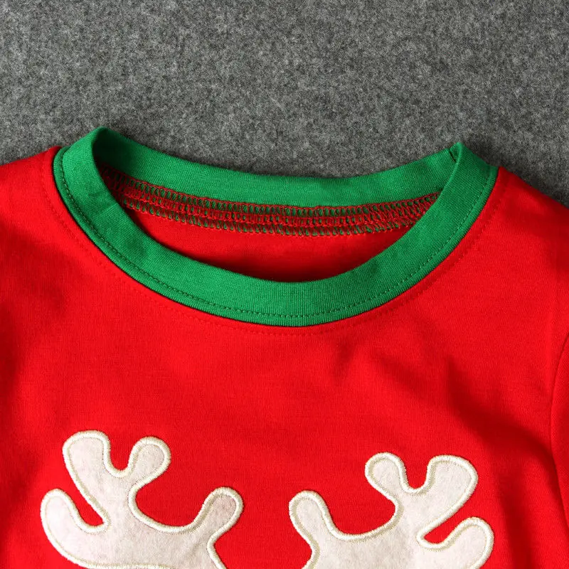 Детская футболка с рождественским оленем для девочек Топы + штаны в полоску