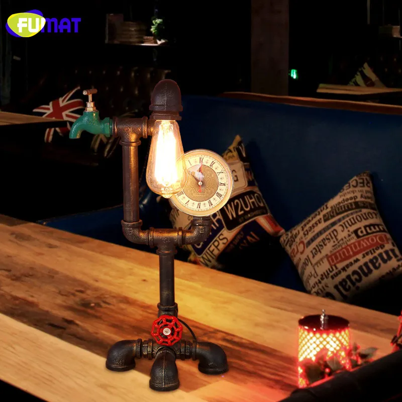 Фумат Лофт винтажная промышленная Труба Настольная лампа с Ретро Эдисоном