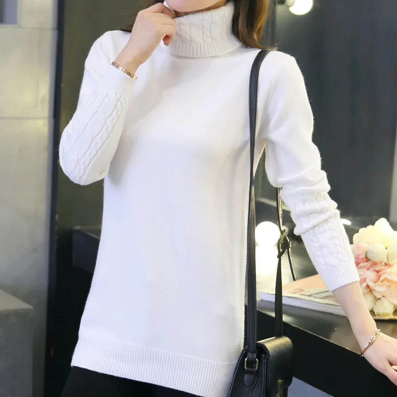 Rushed Ohclothing 2021 Turtleneck Female Winter Korean Version of The New Twist Shirt Sweater Slim Thickening Set Head | Женская одежда