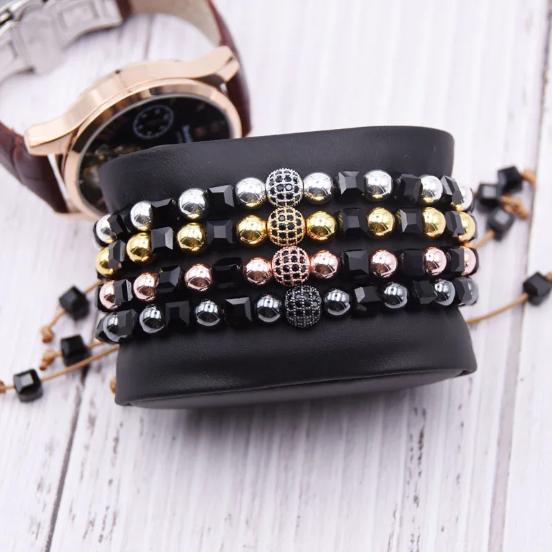 Совершенно новый мужской и женский браслет с микрозакрепкой Черный CZ Плетеный