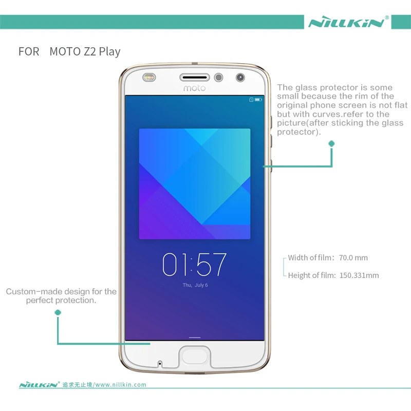 Для Moto Рола Z2 играют защитную пленку из 2 предметов Nillkin Высокое прозрачная пленка