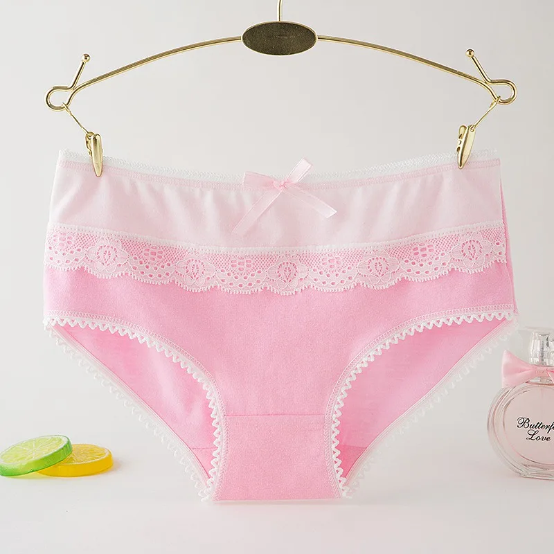 Женское простое сексуальное кружевное хлопковое дышащее нижнее белье с