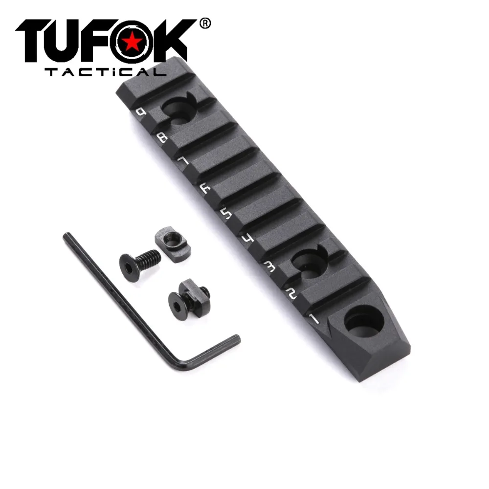 

TuFok Keymod Picatinny Rail Section -Keymod Bipod Adapter Mount, 9 Slots Weaver Rail with Swivel Socket For Hunting Accessories
