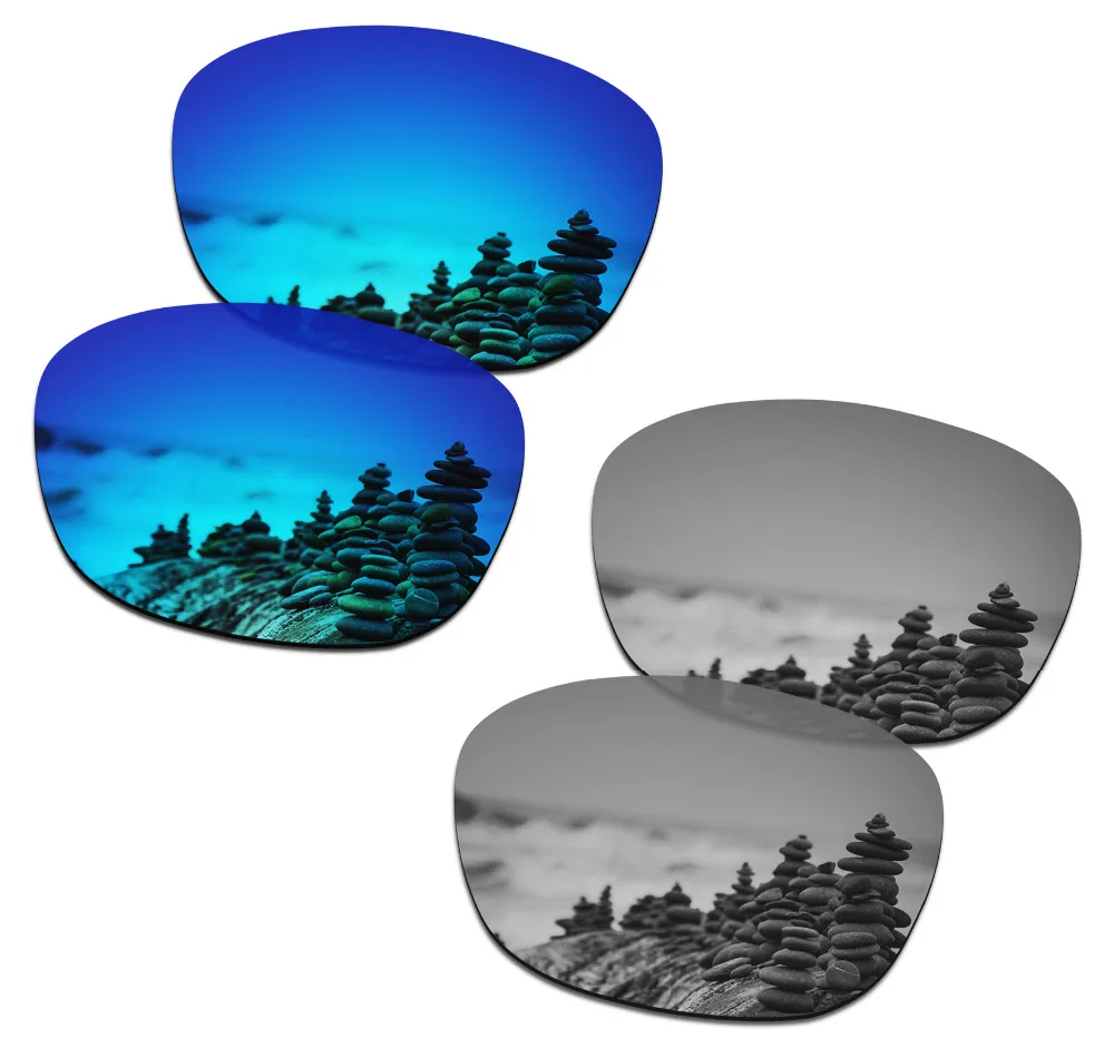 

SmartVLT 2 Pairs Polarized Sunglasses Replacement Lenses for Oakley Drop In Ice Blue and Silver Titanium