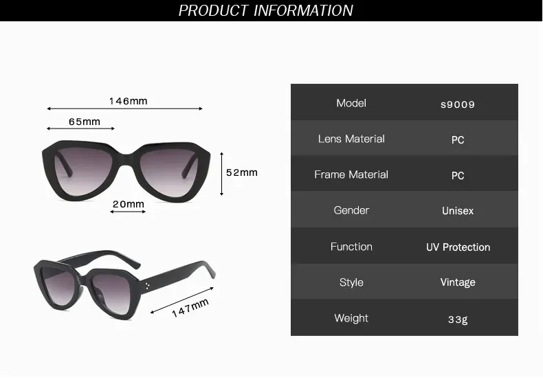 Owl City Vintage Women Sunglasses Triangle Black Ladies Sunglass Retro Men Eyewear Gradient Lens Cat Eye Sun Glasses UV400