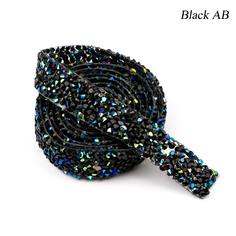 black AB 1,5 см модное украшение из горного хрусталя, 1 ярд/Лот Смола Кристалл украшения отделка, обувь окантовка шляпка блестящие украшения QIAO - Цвет: black AB