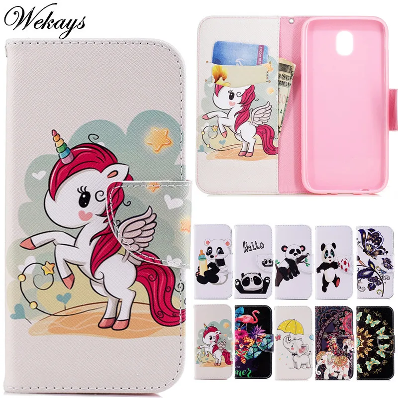 Wekays милый мультяшный Единорог кожаный чехол для Samsung Galaxy J3 2017 J330 J5 J530 J7 J730 Чехол