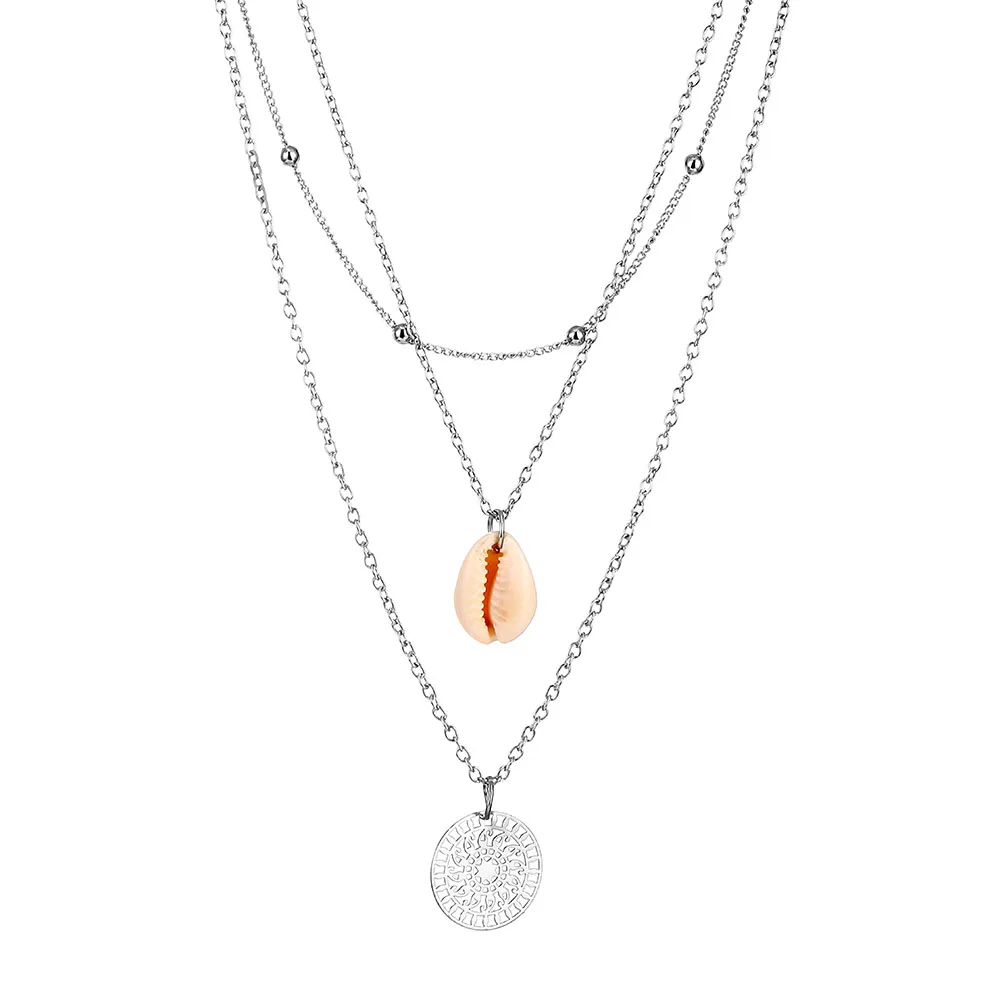 Богемное многослойное ожерелье с узором в виде ракушек подвеской из