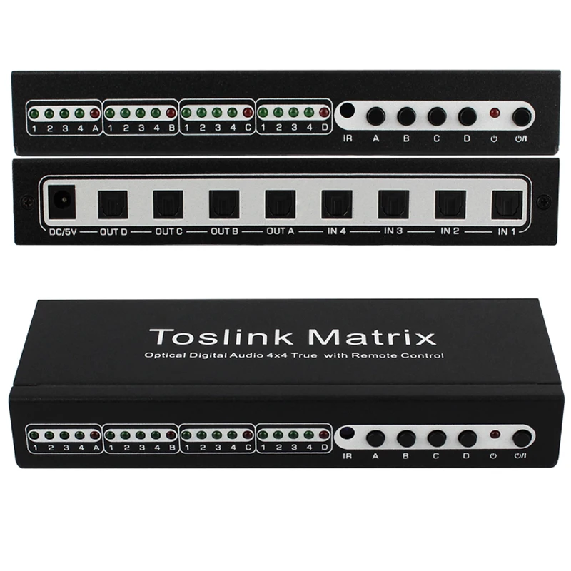 Переключатель Toslink Matrix 4x4 сплиттер SPDIF /TOSLINK цифровое оптическое аудио 4x4True