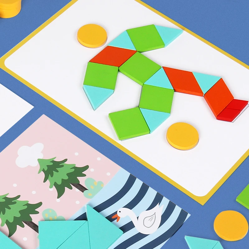 Детские Деревянные Монтессори мультфильм Многофункциональный Tangram сцены головоломки игрушки Обучающие Игрушки для раннего развития для детей девочка подарок
