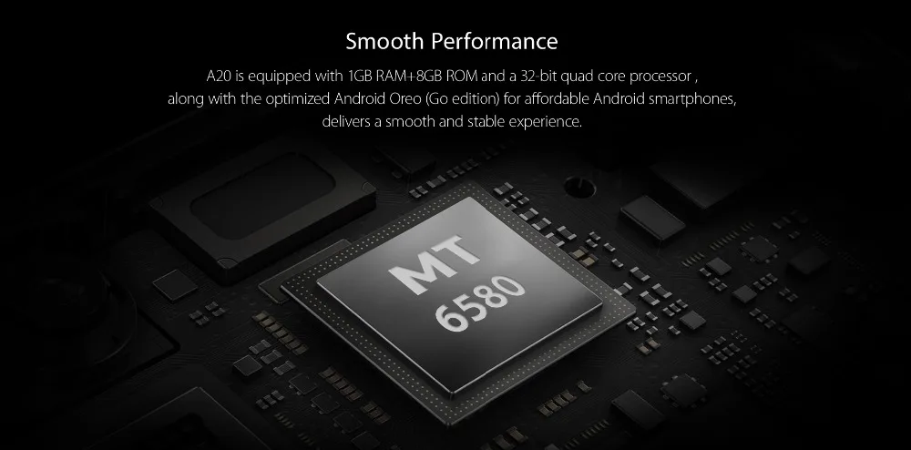 Blackview A20 смартфон 5," 1 Гб+ 8 Гб MTK6580M четырехъядерный Android GO 18:9 экран 3G Две sim-карты модный тонкий мобильный телефон