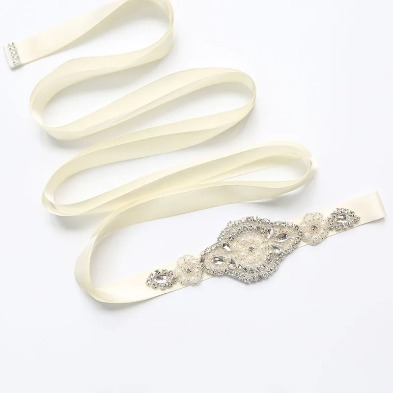 Свадебные аксессуары SLBRIDAL свадебный пояс с кристаллами атласный разразы для