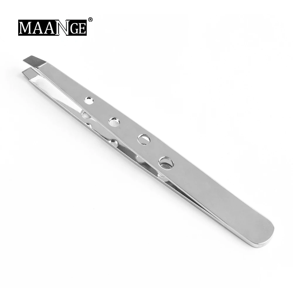 MAANGE New Stainless Steel Slant Eyebrow Tweezers Face Hair Removal Clip Makeup Tool Women Maquiagem | Красота и здоровье