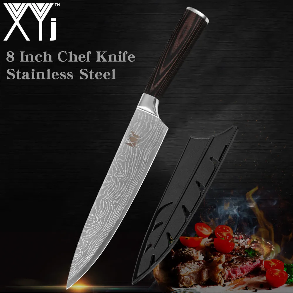 XYj высококачественные кухонные ножи из нержавеющей стали Santoku нарезки для чистки