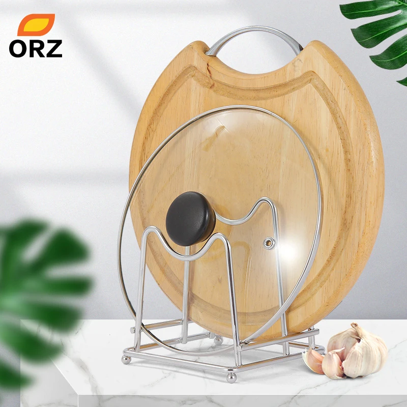 ORZ Stainless Steel Chopping Board Holder Pot Lid Rack Kitchen Pantry Organizer Houseware Storage Holder Kitchen Accessories