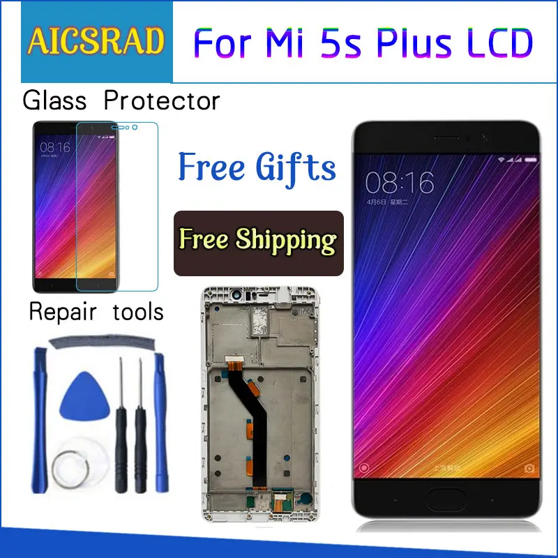 ЖК-дисплей для xiaomi MI5S plus 5,7 дюймов сенсорный экран mi5s plus дигитайзер сборка Кнопка светильник рамка с бесплатными инструментами
