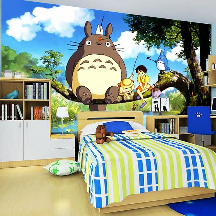 Фото Милые Тоторо из японского аниме настенные шелковые обои на заказ большие фото