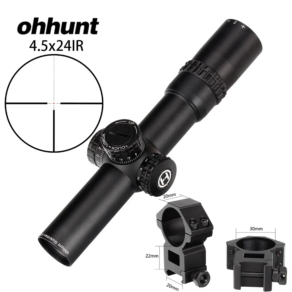 4.5x24IR Picatinny Ohhunt Guardian компактная Охотничья винтовка 25,4 мм или 30 мм трубка тактическая Оптика прицел Fogproof азот герметичный - Цвет: 4.5x24IR Picatinny