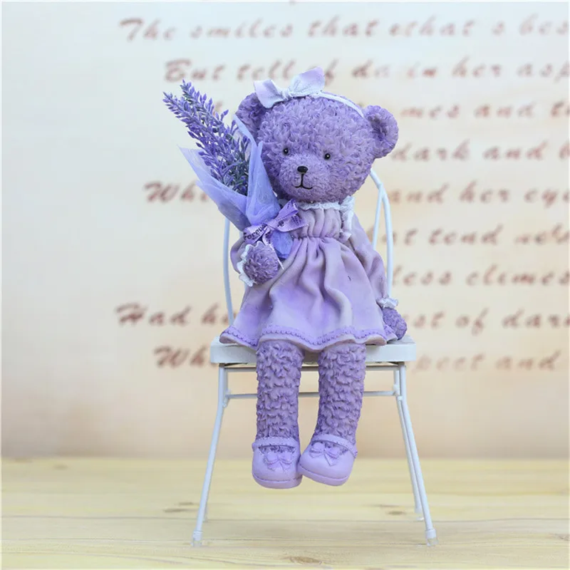 Роскошный Лавандовый медведь фигурки Artware свадебный подарок прекрасный смолы
