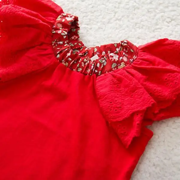 

0-2Y Kids Baby Girls Cute Floral Collar T-shirts Summer Children Short Sleeve Tops Blouse Clothes
