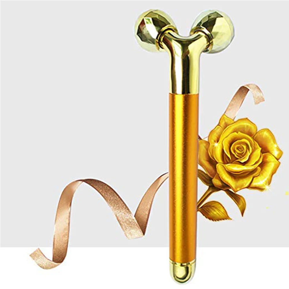 24k Golden Beauty Tool 3D роликовый Электрический ультразвуковой массажер для