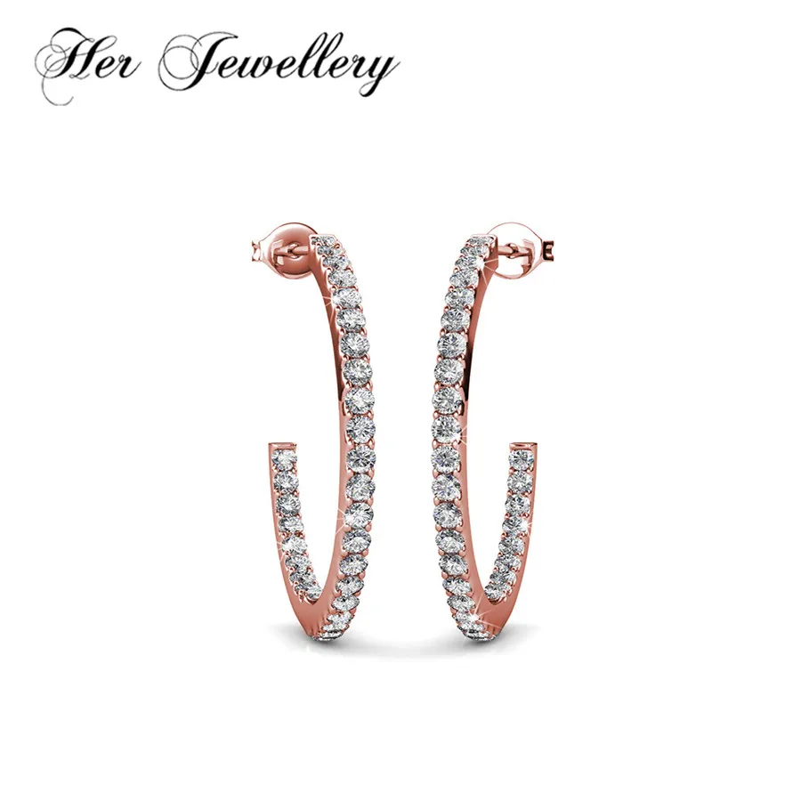Ее ювелирные изделия Двойные серьги C для женщин модные из кристаллов Swarovski с