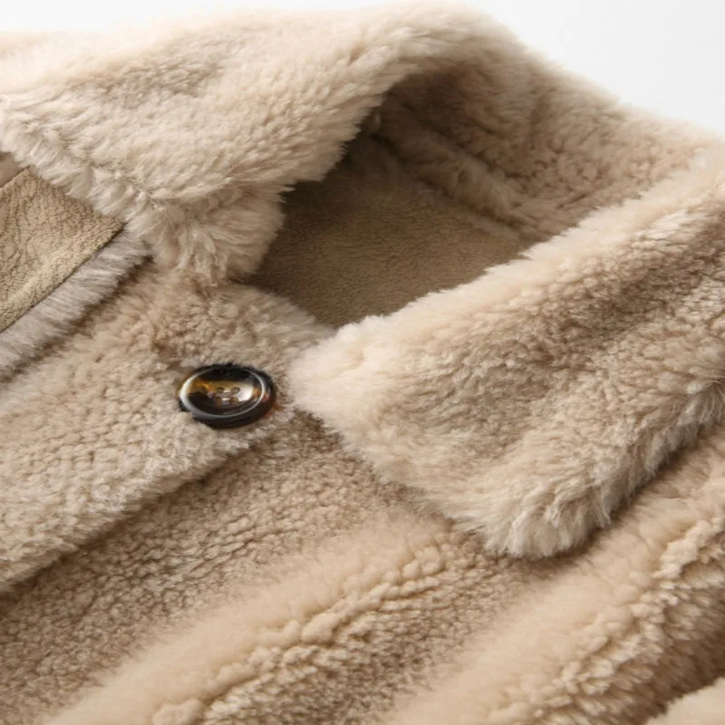 

2019 New Fashion Genuine Fur Coat Female Real Wool Fur Coats Vintage Winter Jacket Casual Elegant Warm Wool Coats A063