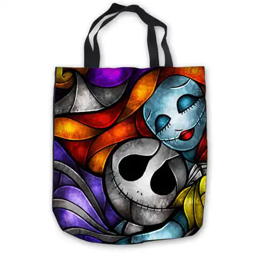 Custom Canvas The-Nightmare-Before-Christmas (15) Tote Hand Bags Shopping Bag Casual Beach HandBags Foldable 180911-02-53 | Багаж и сумки