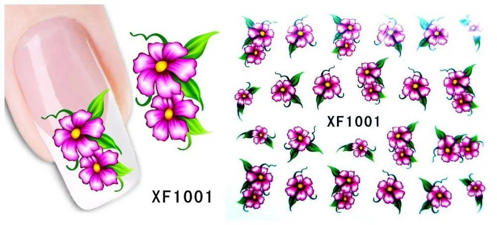 60 листов XF1001 XF1060 ногтей цветок воды транфер стикер Красота фольга для