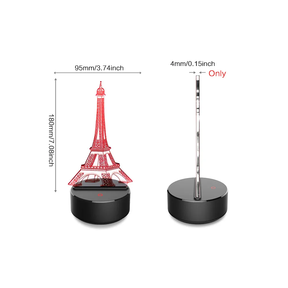 High Quality Eiffel Tower 3D Colorful Night Light Bedroom Table Desk Lamp 7 Colors 3D Optical Illusion Lights Drop Shipping