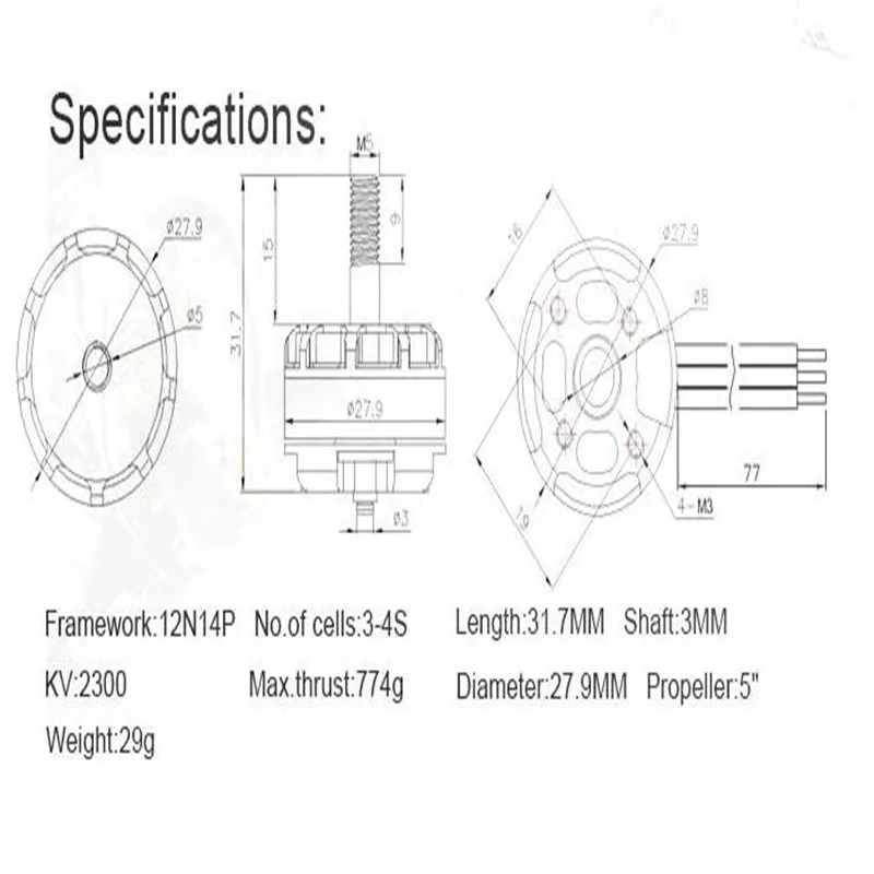 Emax RS2205 2300KV 2600kv охлаждающий бесщеточный двигатель четырехъядерный FPV QAV250 Drone CW/CCW