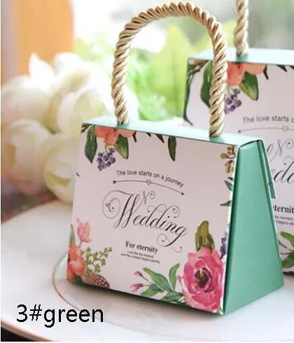 3 green Коробка для конфет, сумка для шоколада, бумажная Подарочная посылка для дня рождения, свадебной вечеринки, товары для декора, ручная сумка, цветочный дизайн Wh - Цвет: 3 green