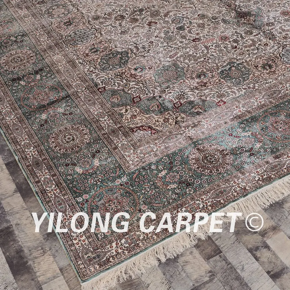 Yilong 12'x18' персидские украшения дома шелковые ковры прочный роскошный ручной