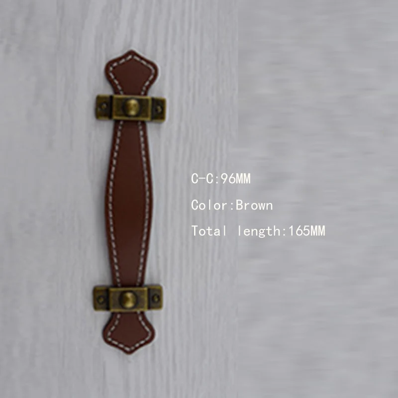 96 мм 128 коричневая/черная кожаная Мебельная ручка/кожаная ручка в современном