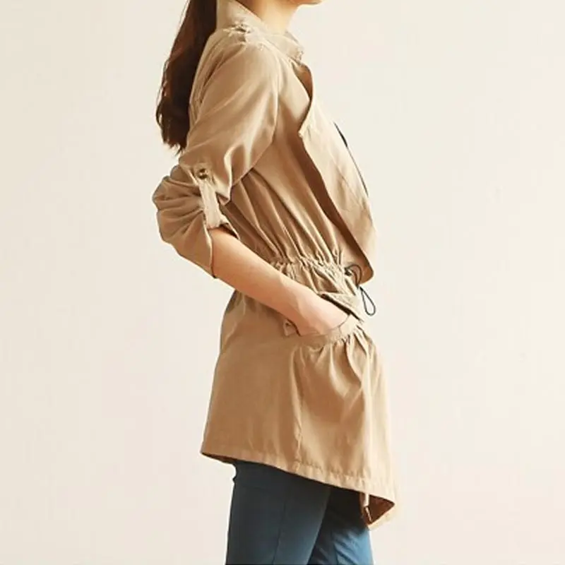 Модные длинные пальто тренчи тонкие ветровки с большими карманами осенняя