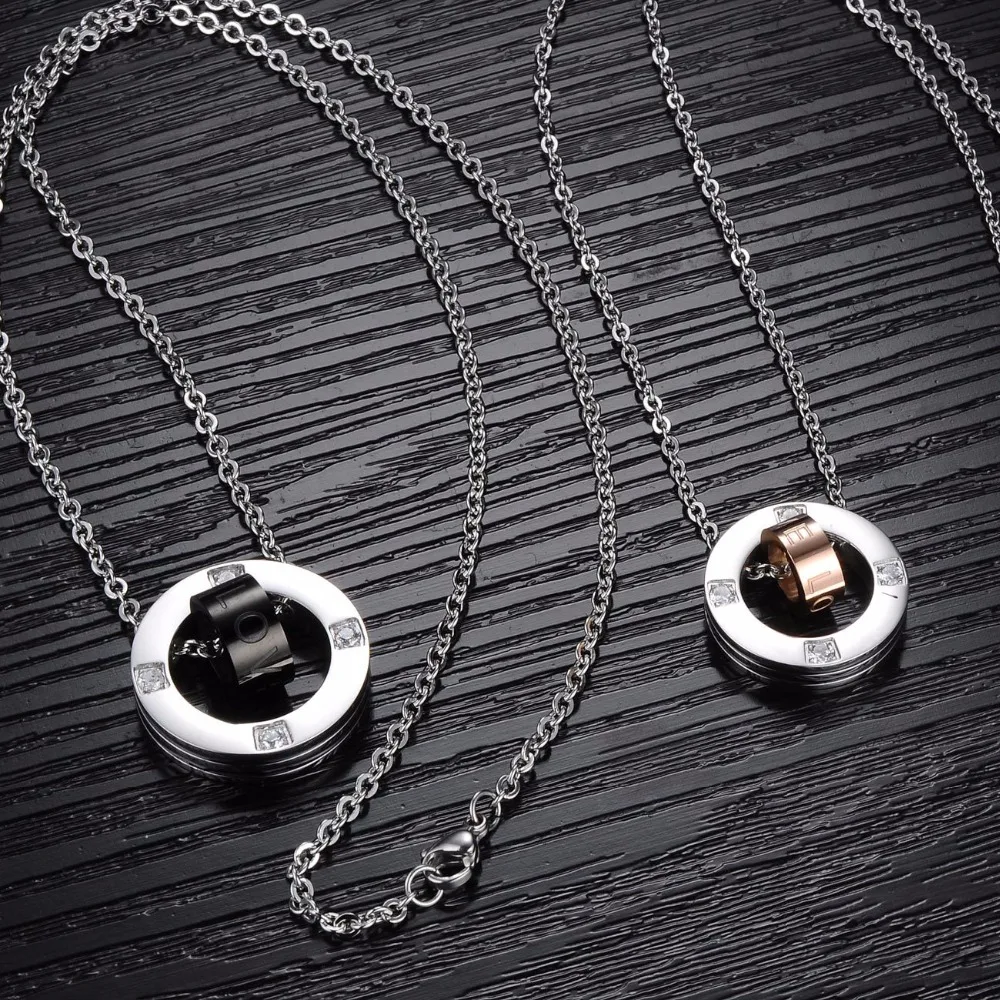 

2020 Jewelry Cubic Zircon Lover's Round Necklaces For Women Couple Forever Love Personality Necklaces Pendants For Men Necklace