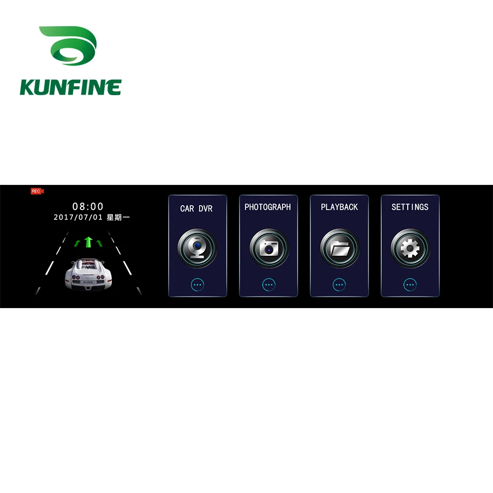 Зеркало-видеорегистратор KUNFINE 10 &quot Android GPS Navi Wi-Fi Bluetooth 3G FM-передача | Автомобили и