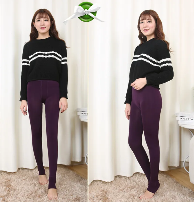 Зимние теплые женские Однотонные эластичные плотные облегающие брюки