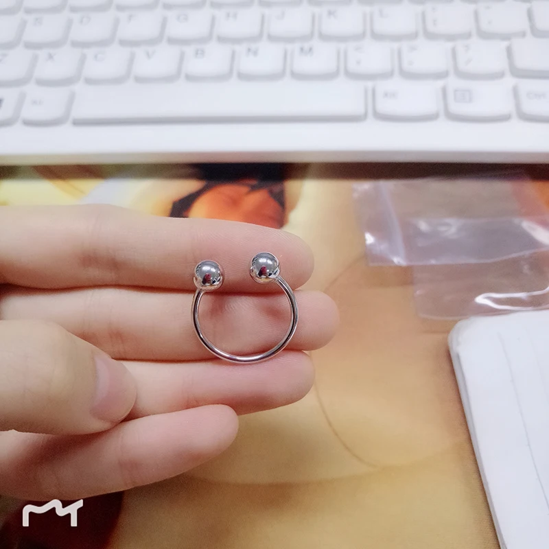 SHANICE 925 пробы Серебряный двойной шар бусины открытые Регулируемые кольца модное кольцо на палец панк серебряные ювелирные изделия открытие палец кольцо
